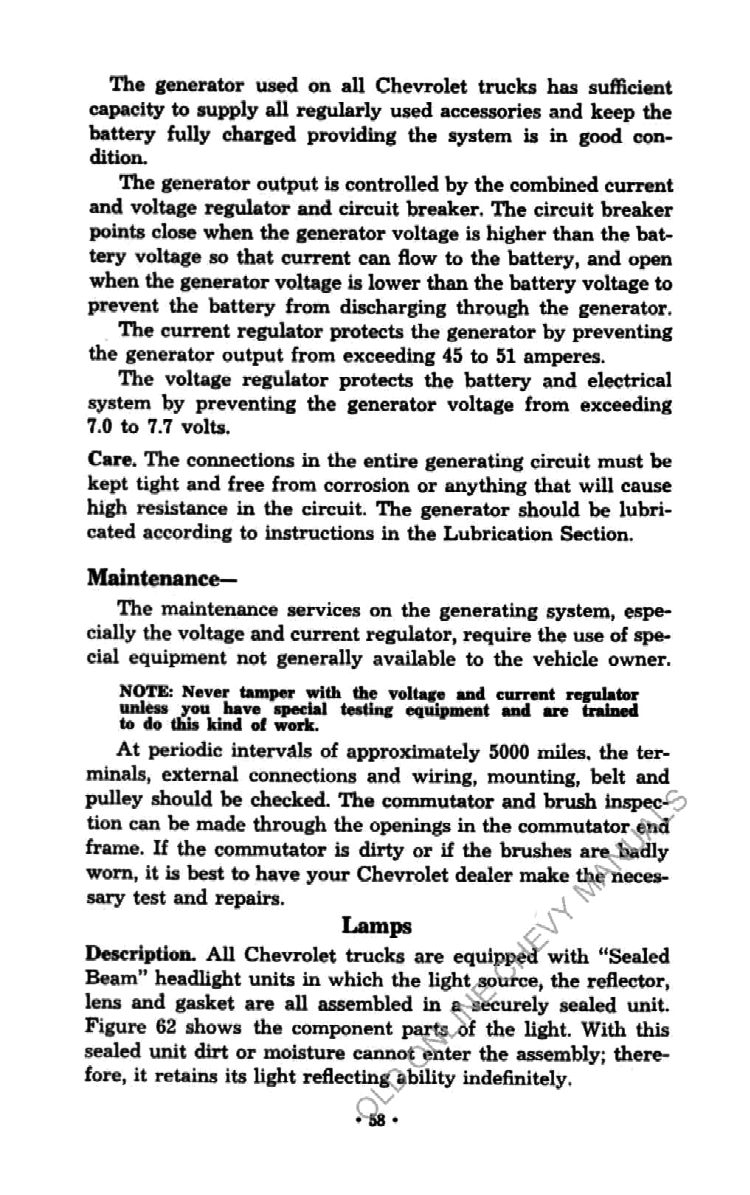 1954 Chevrolet Trucks Operators Manual Page 34